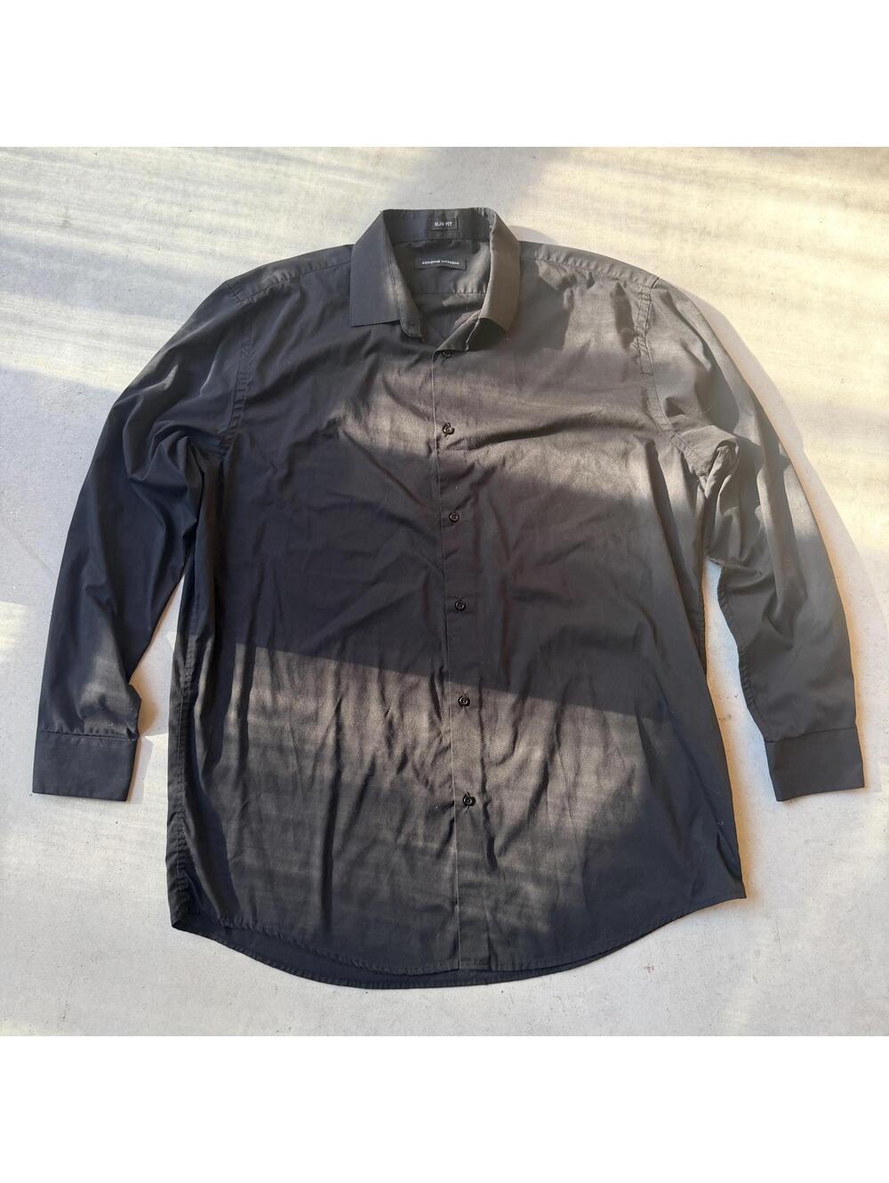 Adrienne Vittadini Slim Fit Black Dress Shirt XLT Basics Bartender Server
